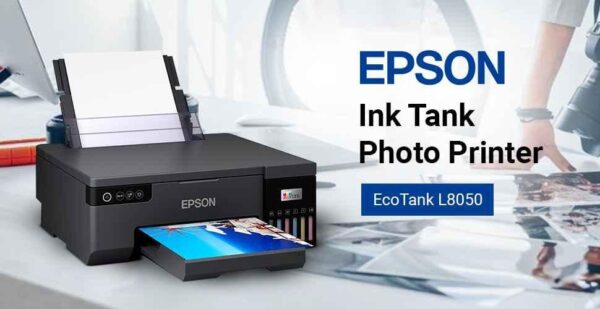 Epson EcoTank L8050 Single Function 6 Color Ink Tank Photo & ID Card Printer, Wi-Fi, Borderless Printing, CD/DVD Printing, 22ppm Color & Mono, Black