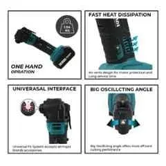Omada 21V 20000rpm Cordless Oscillating Tool with 2Ah Battery, OMD-0051BL