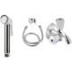 Fastgear 4 Pcs Stainless Steel Chrome Finish 2 Way Bib Tap, Health Faucet, Connection Pipe & Hook Kit