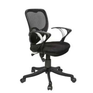 Regent Mesh & Metal Black Chair with Silver Handle, RSC-123