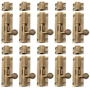 Atom 8 inch Brass Antique Finish Aluminium Tower Bolt, TB001 (Pack of 10)