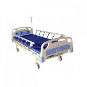 Welltrust Healthcare WSH-1206 Mild Steel Pre-Treated Epoxy Powder Coated Plain Bed with Side Railing, Mattress & Wheel, Home Care Beds