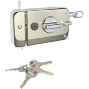 Godrej Twinbolt Ultra XL+ 1CK Satin Steel Rim Lock, 6082