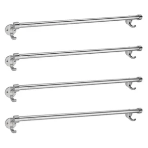 Aligarian 24 inch Stainless Steel Polished Finish Wall Mounted Round Open Base Towel Rod (Pack of 4)