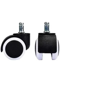 MRC 5 Pcs Black & White Nylon Heavy Duty Wheel & Ring Stem Caster Wheel Set for Chairs