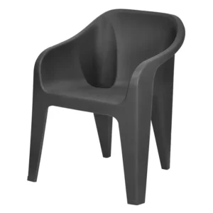 Nilkamal Charcoal Grey Plastic Eeezy Go Chair (Set of 10 Pcs)